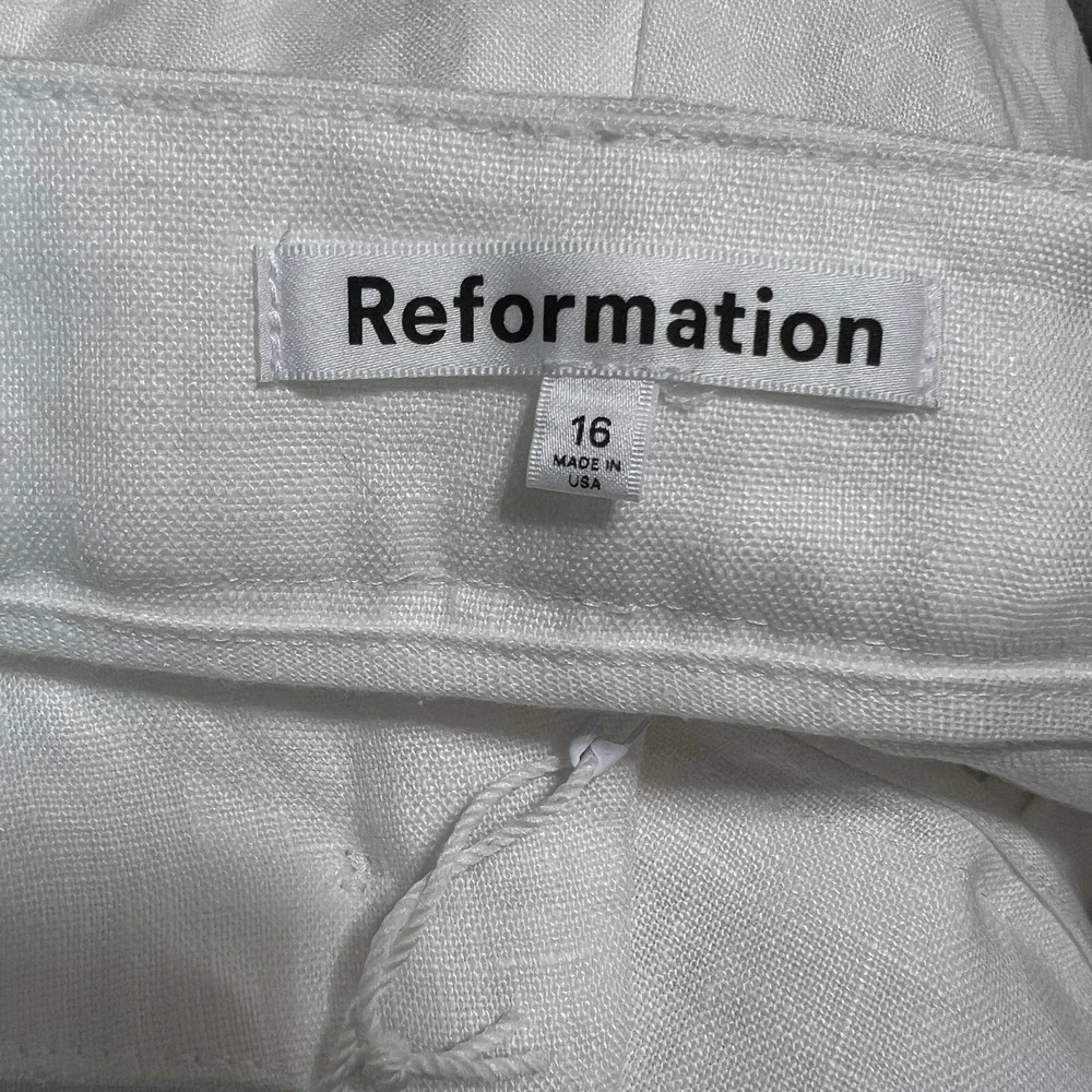 NWT Reformation Mason Linen Pants Pleated Wide Leg Linen Pants Women's 16 White